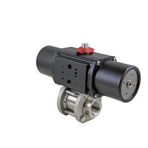 1/2" NPT threated Stainless Steel Spring-Return (Normally Closed) Pneumatic Actuated 3-piece Ball Valve - PTFE