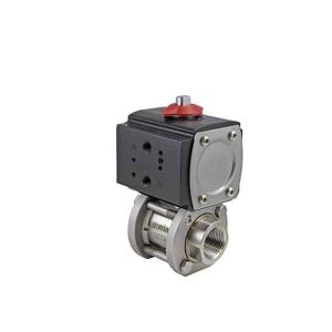 1-1/2" NPT Stainless Steel Double Acting Pneumatic Actuated 3-piece Ball Valve -Standard Reduced Bore